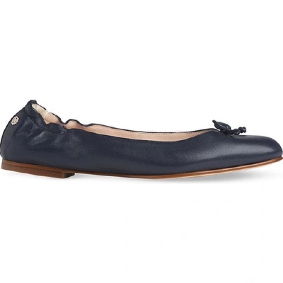 L.K Bennett Thea leather ballet flats Navy blue minimalist slip on shoes size 8 - Picture 5 of 13